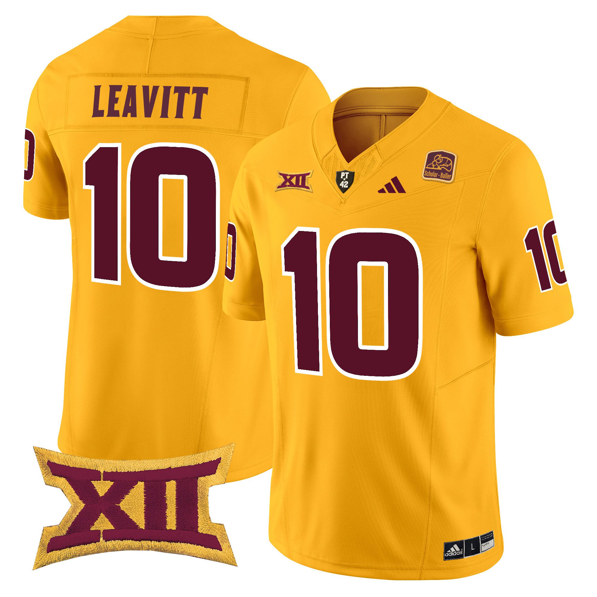 Men Arizona State Sun Devils #10 Leavitt Yellow 2024 Vapor Limited NCAA Jersey